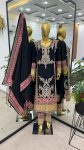 DESIGNER CHINON EMBROIDERY CODING SEQUENCE WORK TOP BOTTOM WITH DUPATTA PARTY WEAR WHOLESALE PRICE ETHNIC GARMENT (3)