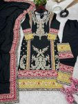 DESIGNER CHINON EMBROIDERY CODING SEQUENCE WORK TOP BOTTOM WITH DUPATTA PARTY WEAR WHOLESALE PRICE ETHNIC GARMENT (3)