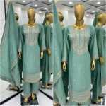 DESIGNER CHINON EMBROIDERY SEQUENCE WORK TOP PANT WITH DUPATTA PARTY WEAR WHOLESALE PRICE ETHNIC GARMENT (5)