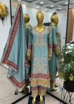 DESIGNER CHINON SILK EMBROIDERY CODING WORK TOP BOTTOM WITH DUPATTA WEDDING WEAR WHOLESALE PRICE ETHNIC GARMENT (1)