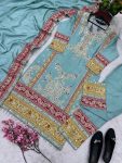 DESIGNER CHINON SILK EMBROIDERY CODING WORK TOP BOTTOM WITH DUPATTA WEDDING WEAR WHOLESALE PRICE ETHNIC GARMENT (1)