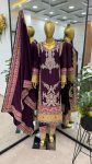 DESIGNER CHINON SILK EMBROIDERY CODING WORK TOP BOTTOM WITH DUPATTA WHOLESALE PRICE ETHNIC GARMENT (1)