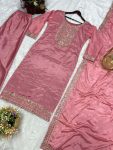 DESIGNER CHINON SILK EMBROIDERY SEQUENCE THREAD WORK TOP BOTTOM WITH DUPATTA PARTY WEAR WHOLESALE PRICE ETHNIC GARMENT (3)