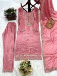 DESIGNER CHINON SILK EMBROIDERY SEQUENCE THREAD WORK TOP BOTTOM WITH DUPATTA PARTY WEAR WHOLESALE PRICE ETHNIC GARMENT (3)