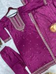 DESIGNER CHINON SILK EMBROIDERY SEQUENCE THREAD WORK TOP BOTTOM WITH DUPATTA PARTY WEAR WHOLESALE PRICE ETHNIC GARMENT1 (3)