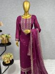 DESIGNER CHINON SILK EMBROIDERY SEQUENCE THREAD WORK TOP BOTTOM WITH DUPATTA PARTY WEAR WHOLESALE PRICE ETHNIC GARMENT1 (3)