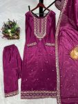 DESIGNER CHINON SILK EMBROIDERY SEQUENCE THREAD WORK TOP BOTTOM WITH DUPATTA PARTY WEAR WHOLESALE PRICE ETHNIC GARMENT1 (3)