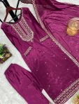 DESIGNER CHINON SILK EMBROIDERY SEQUENCE THREAD WORK TOP BOTTOM WITH DUPATTA PARTY WEAR WHOLESALE PRICE ETHNIC GARMENT1 (3)