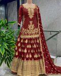 DESIGNER CHINON SILK EMBROIDERY SEQUENCE WORK TOP LEHENGA CHOLI WITH DUPATTA WEDDING WEAR WHOLESALE PRICE ETHNIC GARMENT (8)