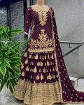 DESIGNER CHINON SILK EMBROIDERY SEQUENCE WORK TOP LEHENGA CHOLI WITH DUPATTA WEDDING WEAR WHOLESALE PRICE ETHNIC GARMENT (2)