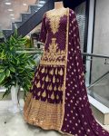 DESIGNER CHINON SILK EMBROIDERY SEQUENCE WORK TOP LEHENGA CHOLI WITH DUPATTA WEDDING WEAR WHOLESALE PRICE ETHNIC GARMENT (2)