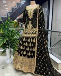 DESIGNER CHINON SILK EMBROIDERY SEQUENCE WORK TOP LEHENGA CHOLI WITH DUPATTA WEDDING WEAR WHOLESALE PRICE ETHNIC GARMENT (5)