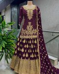 DESIGNER CHINON SILK EMBROIDERY SEQUENCE WORK TOP LEHENGA CHOLI WITH DUPATTA WEDDING WEAR WHOLESALE PRICE ETHNIC GARMENT (2)