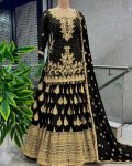 DESIGNER CHINON SILK EMBROIDERY SEQUENCE WORK TOP LEHENGA CHOLI WITH DUPATTA WEDDING WEAR WHOLESALE PRICE ETHNIC GARMENT (5)