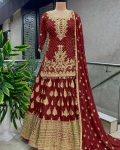 DESIGNER CHINON SILK EMBROIDERY SEQUENCE WORK TOP LEHENGA CHOLI WITH DUPATTA WEDDING WEAR WHOLESALE PRICE ETHNIC GARMENT (8)