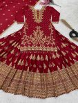 DESIGNER CHINON SILK EMBROIDERY SEQUENCE WORK TOP LEHENGA CHOLI WITH DUPATTA WEDDING WEAR WHOLESALE PRICE ETHNIC GARMENT (8)