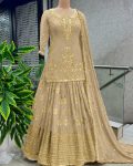 DESIGNER CHINON SILK EMBROIDERY SEQUENCE WORK TOP LEHENGA WITH DUPATTA PARTY WEAR WHOLESALE PRICE ETHNIC GARMENT (2)