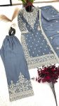 DESIGNER CHINON SILK EMBROIDERY SEQUENCE WORK TOP PANT WITH DUPATTA FESTIVAL WEAR WHOLESALE PRICE ETHNIC GARMENT (3)