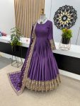 DESIGNER CHINON SILK SEQUENCE EMBROIDERY WORK GOWN WITH DUPATTA WEDDING WEAR WHOLESALE PRICE ETHNIC GARMENT (2)