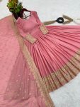 DESIGNER CHINON SILK SEQUENCE EMBROIDERY WORK GOWN WITH DUPATTA WEDDING WEAR WHOLESALE PRICE ETHNIC GARMENT (1)