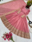 DESIGNER CHINON SILK SEQUENCE EMBROIDERY WORK GOWN WITH DUPATTA WEDDING WEAR WHOLESALE PRICE ETHNIC GARMENT (1)