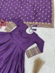 DESIGNER CHINON SILK SEQUENCE EMBROIDERY WORK GOWN WITH DUPATTA WEDDING WEAR WHOLESALE PRICE ETHNIC GARMENT (2)