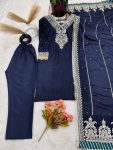 DESIGNER CINON EMBROIDERY SEQUENCE WORK TOP BOTTOM WITH DUPATTA PARTY WEAR WHOLESALE PRICE ETHNIC GARMENT (4)