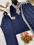 DESIGNER CINON EMBROIDERY SEQUENCE WORK TOP BOTTOM WITH DUPATTA PARTY WEAR WHOLESALE PRICE ETHNIC GARMENT (4)