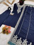 DESIGNER CINON EMBROIDERY SEQUENCE WORK TOP BOTTOM WITH DUPATTA PARTY WEAR WHOLESALE PRICE ETHNIC GARMENT (4)