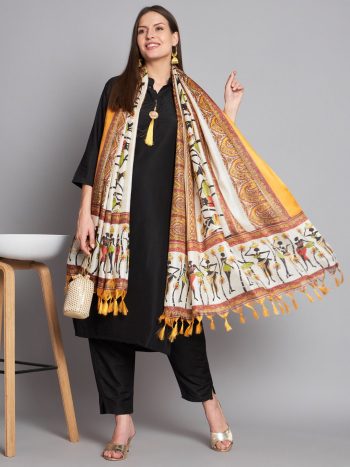 DESIGNER COTTON BHAGALPURI PRINTED TOP BOTTOM WITH DUPATTA BLACK