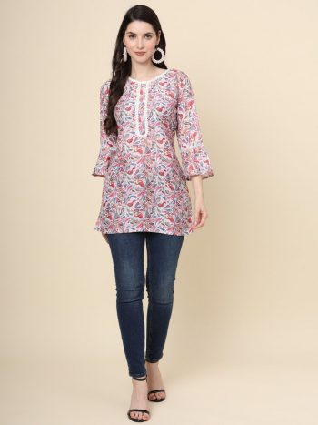 PARTY WEAR  COTTON DIGITAL PRINT ONLY TOP MULTI