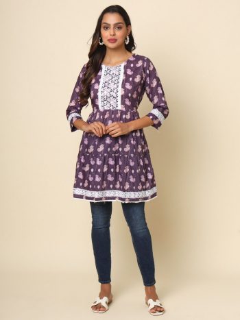 DAILY WEAR  COTTON DIGITAL PRINT ONLY TOP PURPLE
