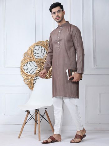 DESIGNER COTTON LINING KURTA WITH PAYJAMA COFFEE