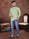 DESIGNER COTTON MIX FABRIC PLAIN SHORT MENS KURTA FESTIVAL WEAR WHOLESALE PRICE ETHNIC GARMENT (1)