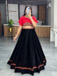 DESIGNER COTTON PLAIN WITH MIRROR WORK LEHENGA WITH BLOUSE READY TO WEAR FESTIVAL WEAR WHOLESALE PRICE ETHNIC GARMENT (4)