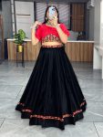 DESIGNER COTTON PLAIN WITH MIRROR WORK LEHENGA WITH BLOUSE READY TO WEAR FESTIVAL WEAR WHOLESALE PRICE ETHNIC GARMENT (4)