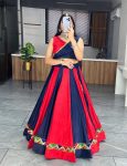 DESIGNER COTTON PLAIN WITH THREAD WORK ON BORDER LEHENGA CHOLI FESTIVAL WEAR WHOLESALE PRICE ETHNICGARMENT (4)