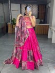 DESIGNER COTTON WITH PRINT WORK READY TO WEAR LEHENGA DUPATTA WITH KODI WORK CHOLI FESTIVAL WEAR WHOLESALE PRICE ETHNIC GARMENT (1)