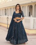 DESIGNER GEORGETTE EMBROIDERY SEQUENCE NEEDLE WORK LEHENGA CHOLI WITH DUPATTA PATRY WEAR WHOLESALE PRICE ETHNIC GARMENT (4)