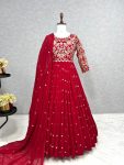 DESIGNER GEORGETTE EMBROIDERY SEQUENCE WORK GOWN WITH DUPATTA FESTIVAL WEAR WHOLESALE PRICE ETHNIC GARMENT (3)