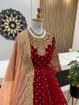 DESIGNER GEORGETTE EMBROIDERY SEQUENCE WORK GOWN WITH DUPATTA PARTY WEAR WHOLESLAE PRICE ETHNIC GARMENT (6)