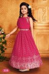 DESIGNER GEORGETTE EMBROIDERY SEQUENCE WORK KIDS TOP LEHENGA WITH DUPATTA BELT WEDDING WEAR WHOLESALE PRICE ETHNIC GARMENT (23)