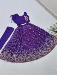 DESIGNER GEORGETTE EMBROIDERY SEQUENCE WORK KIDS TOP LEHENGA WITH DUPATTA BELT WEDDING WEAR WHOLESALE PRICE ETHNIC GARMENT (22)