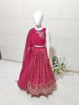 DESIGNER GEORGETTE EMBROIDERY SEQUENCE WORK KIDS TOP LEHENGA WITH DUPATTA BELT WEDDING WEAR WHOLESALE PRICE ETHNIC GARMENT (23)