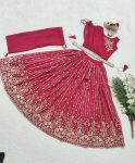 DESIGNER GEORGETTE EMBROIDERY SEQUENCE WORK KIDS TOP LEHENGA WITH DUPATTA BELT WEDDING WEAR WHOLESALE PRICE ETHNIC GARMENT (23)