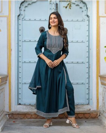 DESIGNER RAYON EMBROIDERY SEQUENCE WORK TOP BOTTOM WITH  DUPATTA RAMA