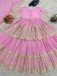 DESIGNER GEORGETTE EMBROIDERY SEQUENCE WORK TOP LEHENGA CHOLI WITH DUPATTA PARTY WEAR WHOLESALE PRICE ETHNIC GARMENT (3)