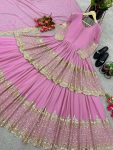 DESIGNER GEORGETTE EMBROIDERY SEQUENCE WORK TOP LEHENGA CHOLI WITH DUPATTA PARTY WEAR WHOLESALE PRICE ETHNIC GARMENT (3)