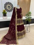 DESIGNER GEORGETTE EMBROIDERY SEQUENCE WORK TOP LEHENGA WITH DUPATTA WEDDING WEAR WHOLESALE PRICE ETHNIC GARMENT (2)