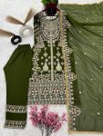 DESIGNER GEORGETTE EMBROIDERY SEQUENCE WORK TOP PALAZZO WITH DUPATTA PARTY WEAR WHOLESALE PRICE ETHNIC GARMENT (1)